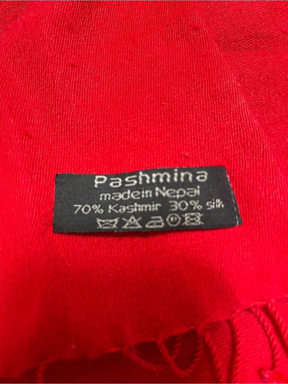 Red Pashmina Scarf with Fringe Trim - Picture 2 of 3